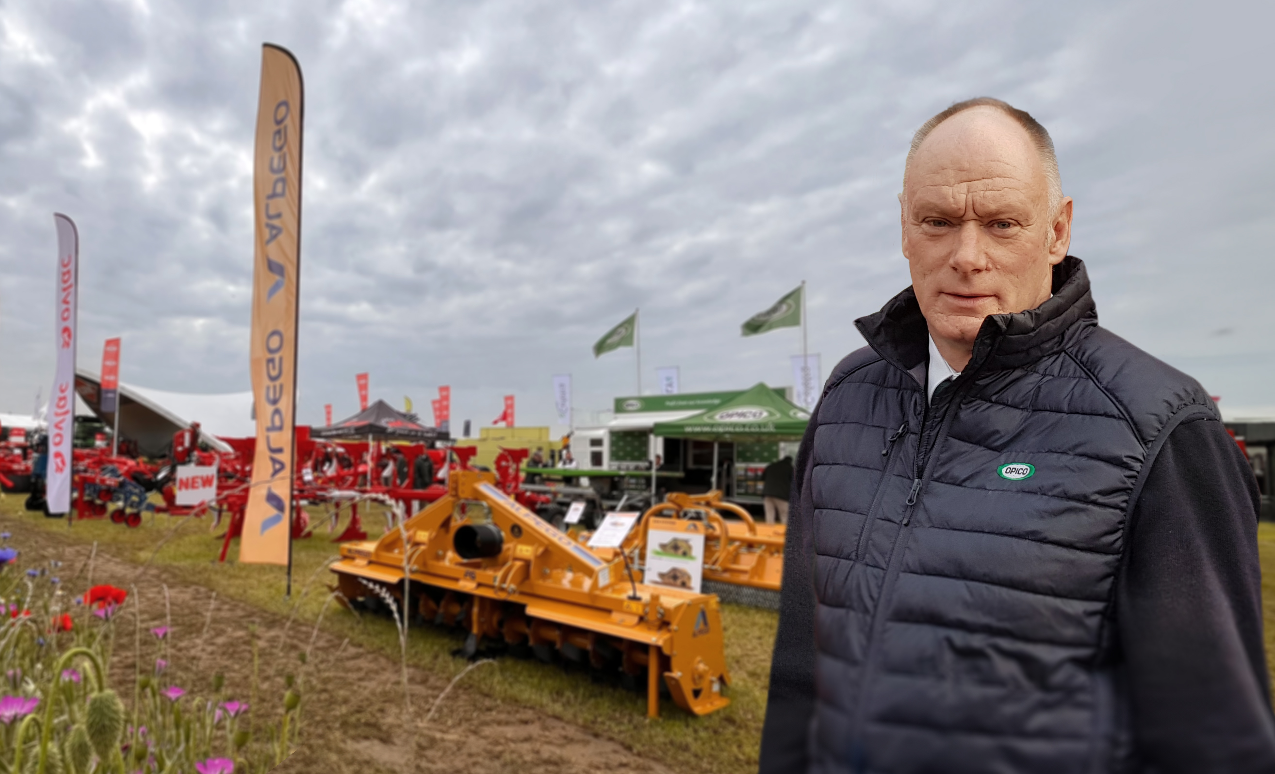 Glenn Bootman, OPICO Territory Manager, stood on stand at the 2024 Cereals Show.